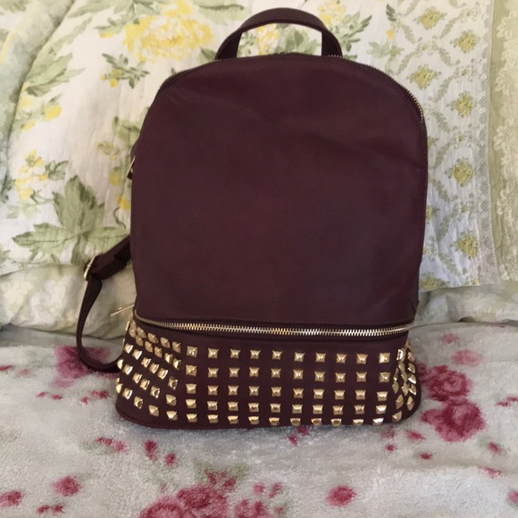 Maroon Studded backpack - Picture 2 of 3